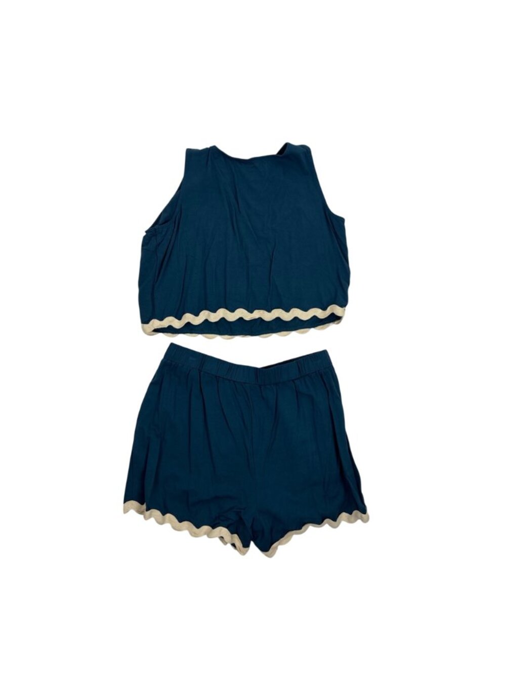 Pretty Garden Teal 2 Piece Outfit Womens Large Cropped Top High Waist Shorts - Picture 5 of 7